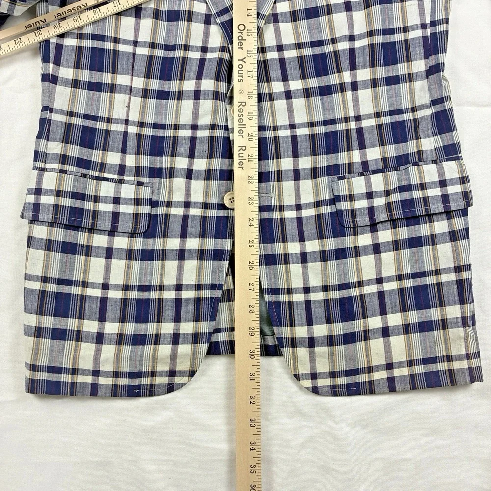 Madras Sport Coat Blue 40R Cotton Haspel Made in USA Deadstock VTG  80s Ivy Trad
